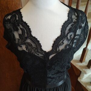 MIUSOL Dress Women's Black Lace Ruffle Cocktail Maxi Sz Med Goth Prom Romantic